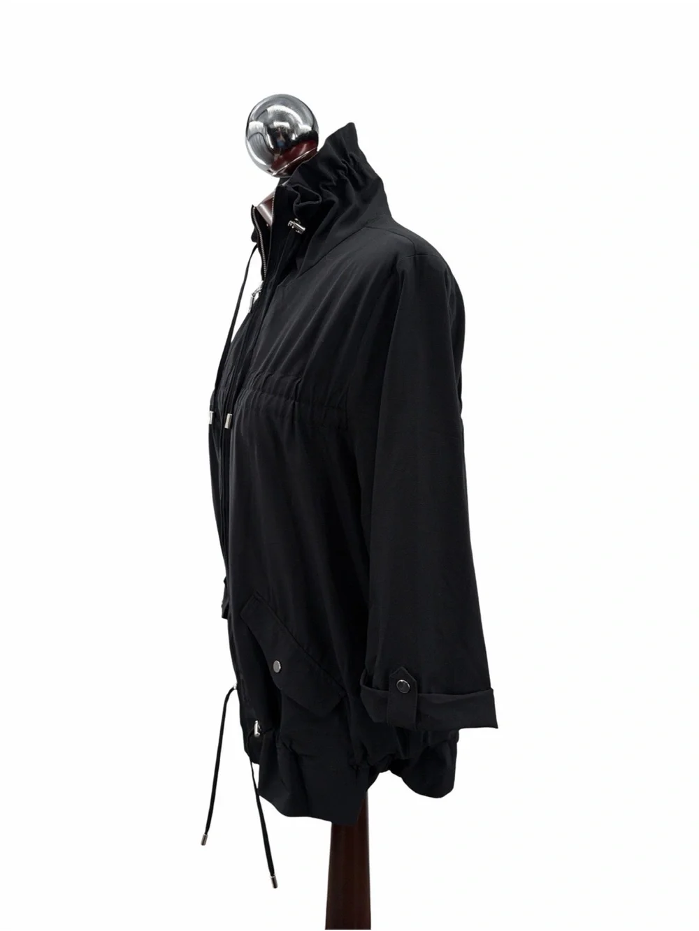 Chico’s Zenergy Black Zip-Front Drawstring Jacket Size 1 (small)
